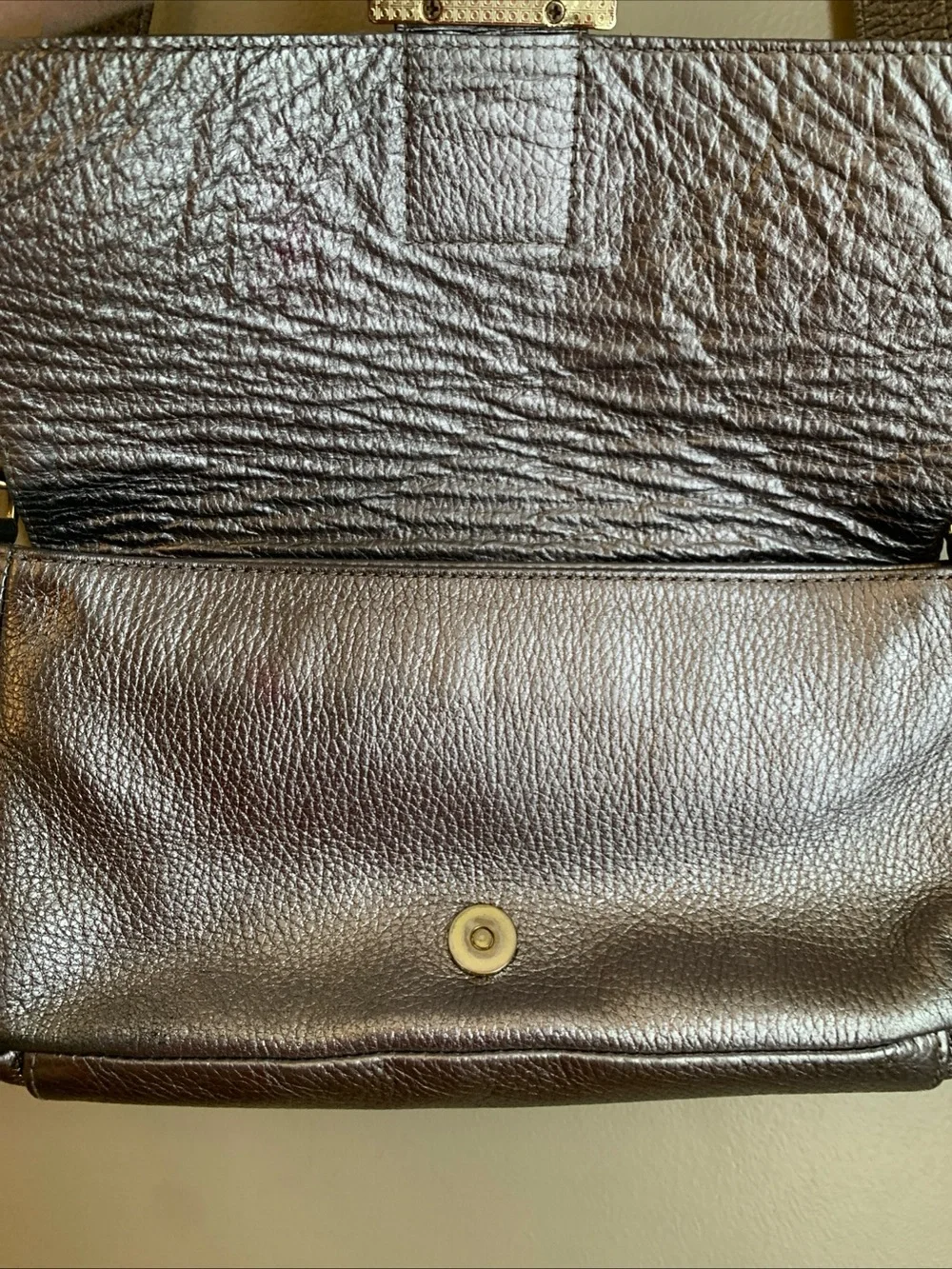 Divina Firenze Bag Purse shoulder/Crossbody Leather Silver Evening made in Italy - Picture 8 of 14